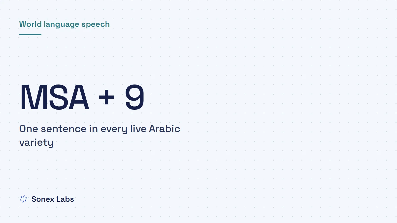 Arabic dialects, with audio: One sentence in Modern Standard Arabic and nine Arabic dialects, with audio